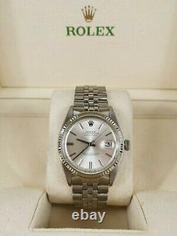 Mens vintage Rolex Datejust 1601 in Steel and 18ct White Gold Silver Dial