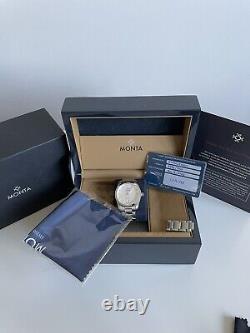 Monta Noble Opalin Silver White Dial Automatic Watch Full Set May 2022 RRP £1980