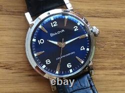 NEW! Bulova American Clipper Automatic 96A242 39mm, Blue dial, Black leather