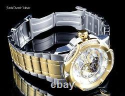 NEW Invicta Men's 52mm Bolt Automatic Open Heart Silver Gold Tone Bracelet Watch
