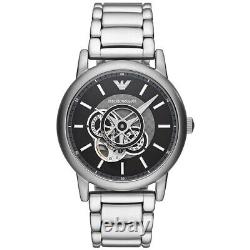 New Emporio Armani Ar60021 Black Luigi Automatic Skeleton Meccanico Watch