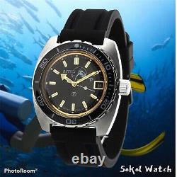 New Mens Automatic Watch Vostok Amphibian 170805 Black Dial Scuba diver 200 m