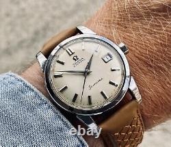 Omega Seamaster Steel Vintage 1958 Mens Automatic Date used Leather Strap watch