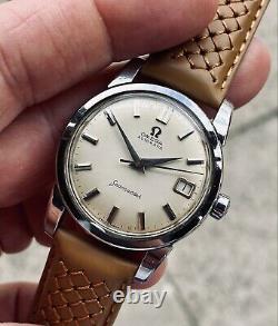 Omega Seamaster Steel Vintage 1958 Mens Automatic Date used Leather Strap watch