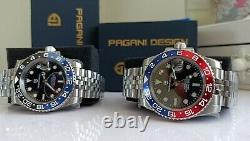 Pagani Design GMT Automatic Watch Jubilee Bracelet Pepsi Red Blue Bezel