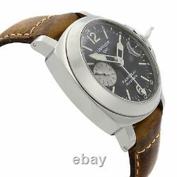 Panerai Luminor GMT Steel Leather Black Dial Automatic Mens Watch PAM00088