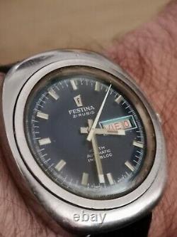 Rare Festina 10 Atm Automatic 21 Rubis Watch ETA Cal 2782 swiss UFO Day Date