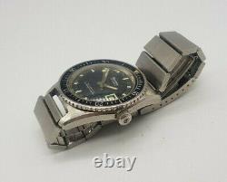 Rare Vintage 60's Accurist Diver Black Dial Date Automatic Man's Watch /b053