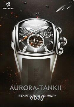 Reef Tiger Aurora Tank 2 Automatic Watch for Men TOURBILLON Gift UK