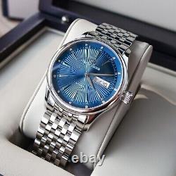 Reef Tiger Classic Heritage II Blue Face Silver Case Automatic Watch for Men UK