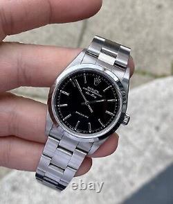 Rolex AIR KING 1981 Oyster Perpetual Black Automatic Mens 14000M Watch Box Paper