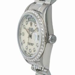 Rolex Day-Date President White Gold 18039 Automatic Watch Diamond Dial & Bezel