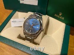 Rolex Oyster Perpetual 39 114300 Automatic Blue Face Watch Stunning Sunburst