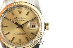 Rolex Oyster Perpetual Datejust 36mm, champagne dial steel and yellow gold