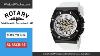 Rotary Men S Editions Automatic Skeletonized Silver White Dial Black Ip Case White Rubber 612c