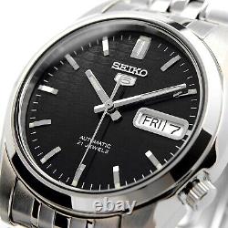 Seiko 5 Automatic Black Dial Silver Stainless Steel Mens Watch SNK361K1