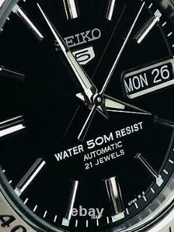 Seiko 5 Automatic Black Dial Silver Steel Mens Watch SNKE01K1 RRP £169