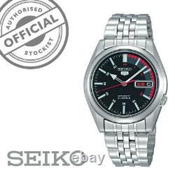 Seiko 5 Automatic Black Speedometer Dial Steel SNK375K1 Mens Watch RRP £169