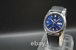Seiko 5 Automatic Blue Dial Mens Watch SNXS77 Leather Strap