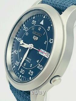 Seiko 5 Automatic Military Style Blue 37mm Case Men's Watch SNK807K2