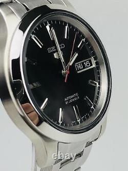 Seiko 5 Automatic Silver Steel Bracelet Black Dial Mens Watch SNK795K1