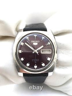 Seiko 5 Automatic Vintage 21 jewels Day&Date Leather Strap Watch 7019-7110