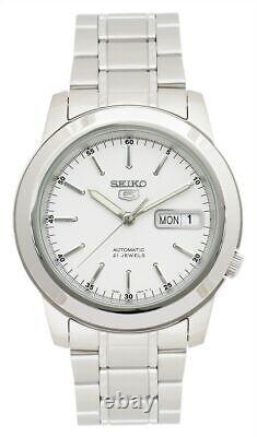 Seiko 5 Automatic White Dial Silver Stainless Steel Mens Watch SNKE49K1 RRP £199
