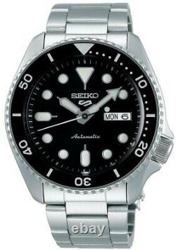 Seiko 5 Sports Black Dial Steel Bracelet Automatic Mens Watch SRPD55K1 RRP £250