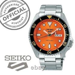 Seiko 5 Sports Orange Dial Steel Bracelet Automatic Mens Watch SRPD59K RRP £250