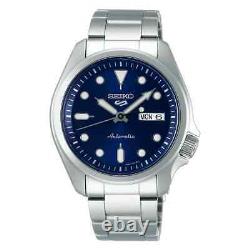 Seiko 5 Sports Solid Boy Automatic Blue Dial Silver Steel Mens Watch SRPE53K1