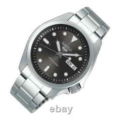 Seiko 5 Sports Solid Boy Automatic Grey Dial Silver Steel Mens Watch SRPE51K1