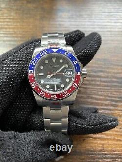 Seiko Mod Pepsi NH35 Movement Automatic 40mm Diver Custom Watch
