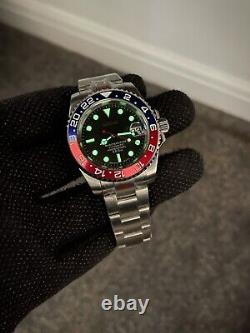 Seiko Mod Pepsi NH35 Movement Automatic 40mm Diver Custom Watch