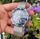 Seiko Mod Seamaster Watch Blue Dial Automatic & Glass Back Wristwatch Nh35