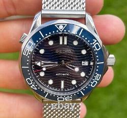 Seiko Mod Seamaster Watch Blue Dial Automatic & Glass Back Wristwatch NH35