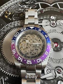 Seiko nh70 JP custom watch 40mm sapphire automatic Skeleton, Blue & Purple