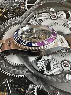 Seiko nh70 JP custom watch 40mm sapphire automatic Skeleton, Blue & Purple