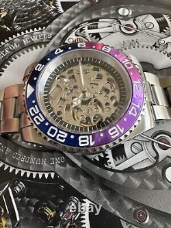 Seiko nh70 JP custom watch 40mm sapphire automatic Skeleton, Blue & Purple