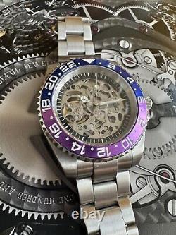 Seiko nh70 JP custom watch 40mm sapphire automatic Skeleton, Blue & Purple