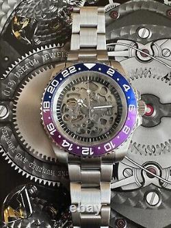 Seiko nh70 JP custom watch 40mm sapphire automatic Skeleton, Blue & Purple