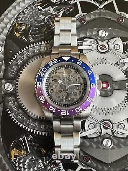 Seiko nh70 JP custom watch 40mm sapphire automatic Skeleton, Blue & Purple