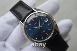 September 1989 Seiko 7025 8120 Automatic Leather Blue Watch Great Condition