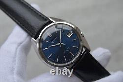 September 1989 Seiko 7025 8120 Automatic Leather Blue Watch Great Condition