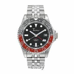 Squale Men's Swiss Automatic GMT Steel Bracelet Wristwatch SQGMTBKRED
