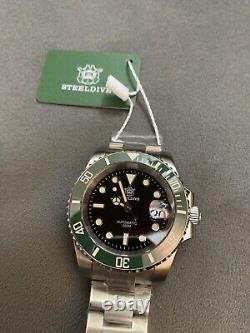 Steeldive SD1953 SAPPHIRE crystal Automatic Diver Watch NH35A MVT GREEN Bezel