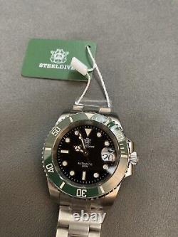 Steeldive SD1953 SAPPHIRE crystal Automatic Diver Watch NH35A MVT GREEN Bezel