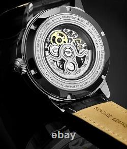 Stuhrling Executive Automatic Skeleton Men's Self Wind Leather Strap Watch