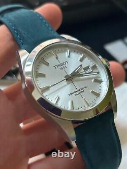 TISSOT Gentleman Powermatic 80 Silicium Silver + Blue Strap Automatic Watch