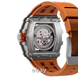 TSAR BOMBA Automatic Watches for Men 50M Waterproof Silicone Square Wristwatch