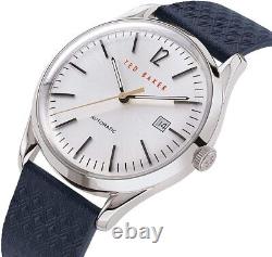 Ted Baker Daquir Mens Automatic Watch with Silver Dial and Black Leather Stra